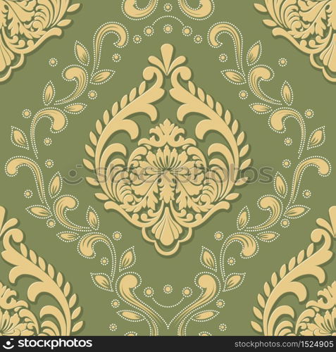 Vector volumetric damask seamless pattern element. Elegant luxury embossed texture for wallpapers, backgrounds and page fill. 3D elements with shadows and highlights. Vector volumetric damask seamless pattern element. Elegant luxury embossed texture for wallpapers, backgrounds and page fill. 3D elements with shadows and highlights.