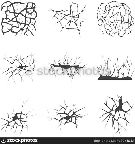 Vector wall or ground cracks set. Vector wall or ground cracks set. Effect damaged after earthquake illustration