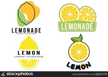 vector wallpaper design lemon fruit plant logo with vitamin c, yellow, in the garden and market