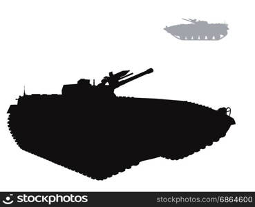Vector warfare. Military silhouettes. Vector infantry fighting vehicle