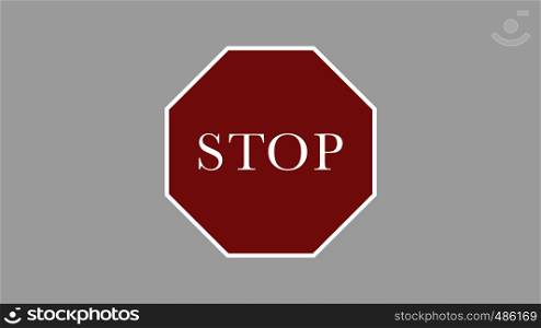 Vector warning stop sign icon isolated on gray background. Vector warning stop sign icon
