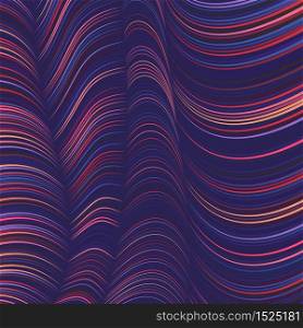 Vector warped lines background. Flexible stripes twisted as silk forming volumetric folds. Colorful stripes with variable width. Modern abstract creative backdrop.