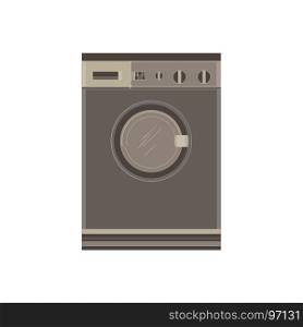 Vector washing machine flat icon isolated front view illustration. Electronic house dry home electric