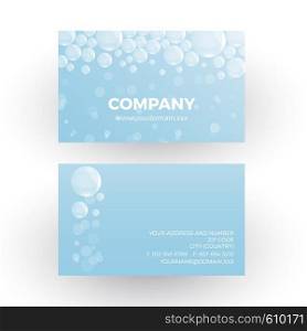 Vector washing, mineral water and soap bubbles. Professional business card