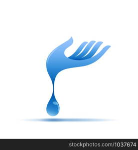 Vector water, hand with drop