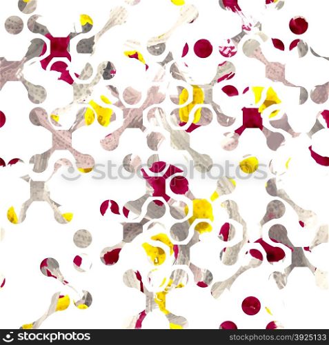 Vector watercolor abstract seamless pattern with crosses and flowering garden
