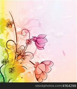 vector watercolor background with floral