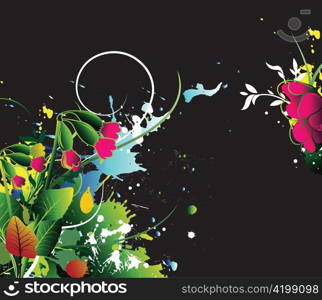 vector watercolor floral background with splash