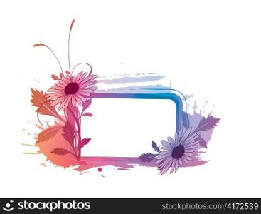 vector watercolor floral frame with splash