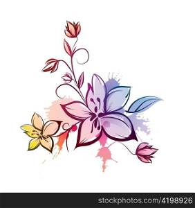 vector watercolor floral with splash