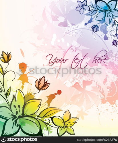 vector watercolor floral with splash