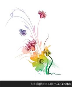 vector watercolor floral with splash