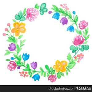 Vector watercolor hand drawn floral frame