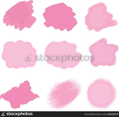 Vector watercolor imitation pastel color abstract stain. Blot background in white. Color burst template. Textured art brush stroke.
