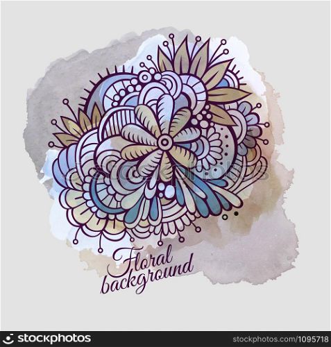 Vector watercolor paint abstract floral design background. floral design background