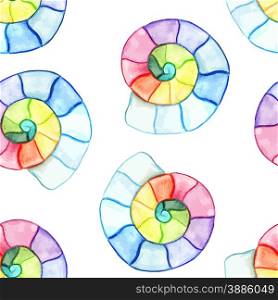 Vector Watercolor Shell Seamless Pattern