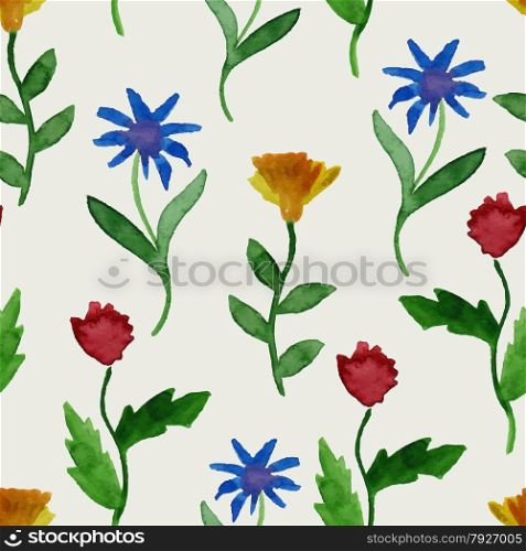 Vector Watercolor Summer Seamless Pattern, fully editable eps 10 file with clipping mask and seamless pattern in swatch menu
