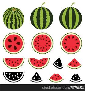 vector watermelon icons set