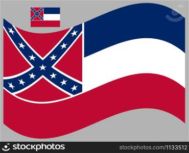 Vector Wave flag of the United States of America State Mississippi.. Vector flag of the United States of America State Mississippi