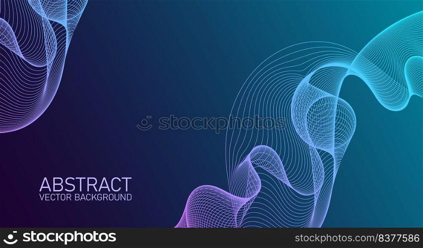 Vector wave lines flowing dynamic colorful for concept of technology, digital, science, music. Abstract colorful lines vector background. Stylish color background illustration