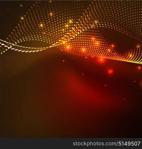 Vector wave particles background. Vector wave particles background - 3D illuminated digital wave of glowing particles. Futuristic and technology vector illustration, HUD modern element