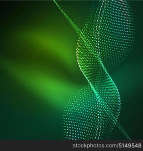 Vector wave particles background. Vector wave particles background - 3D illuminated digital wave of glowing particles. Futuristic and technology vector illustration, HUD modern element