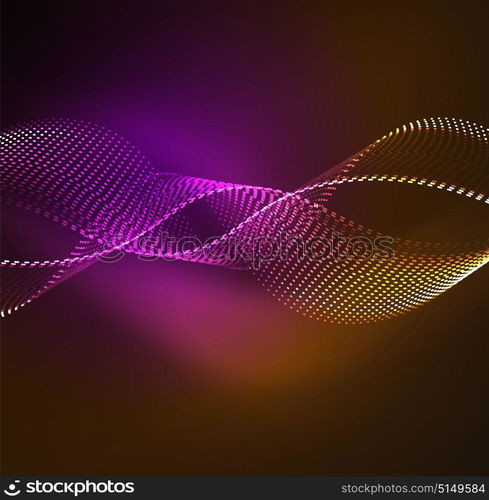 Vector wave particles background. Vector wave particles background - 3D illuminated digital wave of glowing particles. Futuristic and technology vector illustration, HUD modern element