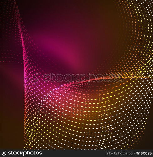 Vector wave particles background. Vector wave particles background - 3D illuminated digital wave of glowing particles. Futuristic and technology vector illustration, HUD modern element