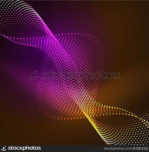 Vector wave particles background. Vector wave particles background - 3D illuminated digital wave of glowing particles. Futuristic and technology vector illustration, HUD modern element