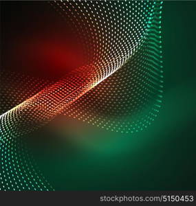 Vector wave particles background. Vector wave particles background - 3D illuminated digital wave of glowing particles. Futuristic and technology vector illustration, HUD modern element