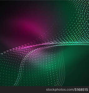 Vector wave particles background. Vector wave particles background - 3D illuminated digital wave of glowing particles. Futuristic and technology vector illustration, HUD modern element