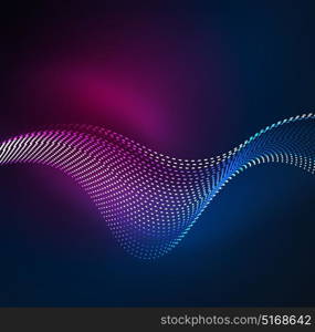 Vector wave particles background. Vector wave particles background - 3D illuminated digital wave of glowing particles. Futuristic and technology vector illustration, HUD modern element