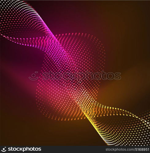 Vector wave particles background. Vector wave particles background - 3D illuminated digital wave of glowing particles. Futuristic and technology vector illustration, HUD modern element