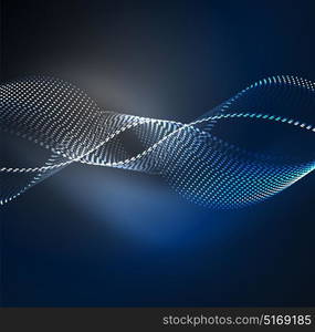 Vector wave particles background. Vector wave particles background - 3D illuminated digital wave of glowing particles. Futuristic and technology vector illustration, HUD modern element