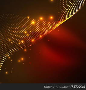 Vector wave particles background. Vector wave particles background - 3D illuminated digital wave of glowing particles. Futuristic and technology vector illustration, HUD modern element