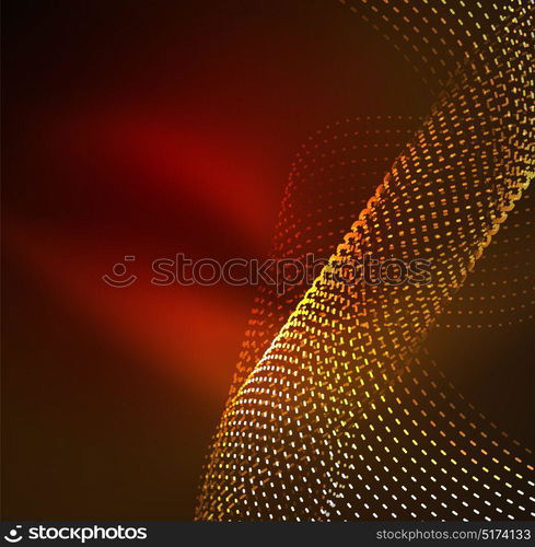 Vector wave particles background. Vector wave particles background - 3D illuminated digital wave of glowing particles. Futuristic and technology vector illustration, HUD modern element