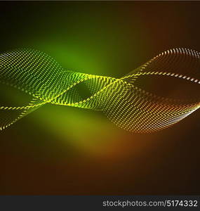 Vector wave particles background. Vector wave particles background - 3D illuminated digital wave of glowing particles. Futuristic and technology vector illustration, HUD modern element