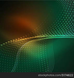 Vector wave particles background. Vector wave particles background - 3D illuminated digital wave of glowing particles. Futuristic and technology vector illustration, HUD modern element