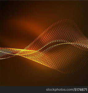 Vector wave particles background. Vector wave particles background - 3D illuminated digital wave of glowing particles. Futuristic and technology vector illustration, HUD modern element