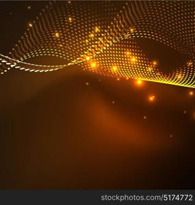 Vector wave particles background. Vector wave particles background - 3D illuminated digital wave of glowing particles. Futuristic and technology vector illustration, HUD modern element