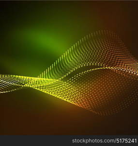 Vector wave particles background. Vector wave particles background - 3D illuminated digital wave of glowing particles. Futuristic and technology vector illustration, HUD modern element