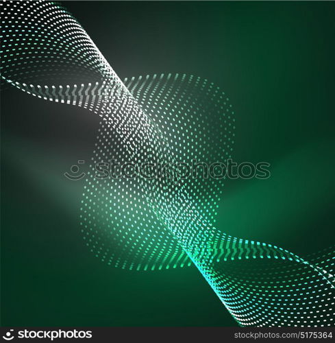 Vector wave particles background. Vector wave particles background - 3D illuminated digital wave of glowing particles. Futuristic and technology vector illustration, HUD modern element