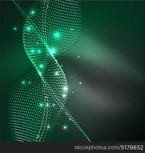 Vector wave particles background. Vector wave particles background - 3D illuminated digital wave of glowing particles. Futuristic and technology vector illustration, HUD modern element