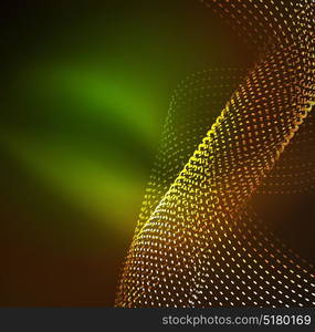 Vector wave particles background. Vector wave particles background - 3D illuminated digital wave of glowing particles. Futuristic and technology vector illustration, HUD modern element