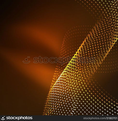 Vector wave particles background. Vector wave particles background - 3D illuminated digital wave of glowing particles. Futuristic and technology vector illustration, HUD modern element