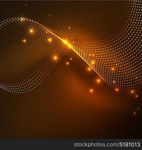 Vector wave particles background. Vector wave particles background - 3D illuminated digital wave of glowing particles. Futuristic and technology vector illustration, HUD modern element