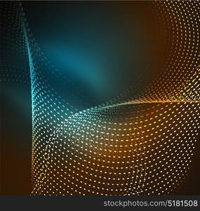 Vector wave particles background. Vector wave particles background - 3D illuminated digital wave of glowing particles. Futuristic and technology vector illustration, HUD modern element