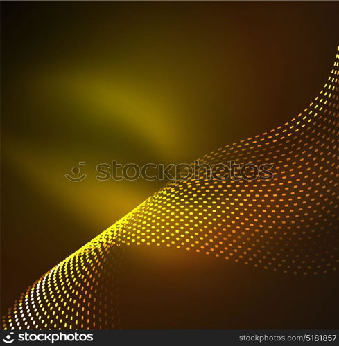 Vector wave particles background. Vector wave particles background - 3D illuminated digital wave of glowing particles. Futuristic and technology vector illustration, HUD modern element