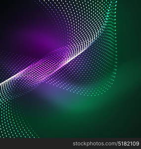 Vector wave particles background. Vector wave particles background - 3D illuminated digital wave of glowing particles. Futuristic and technology vector illustration, HUD modern element