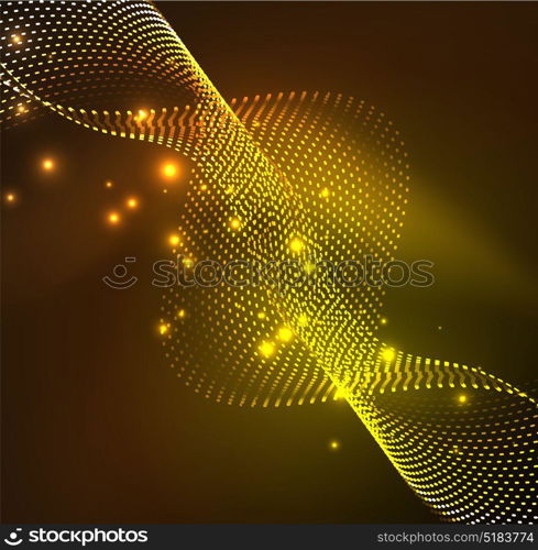 Vector wave particles background. Vector wave particles background - 3D illuminated digital wave of glowing particles. Futuristic and technology vector illustration, HUD modern element